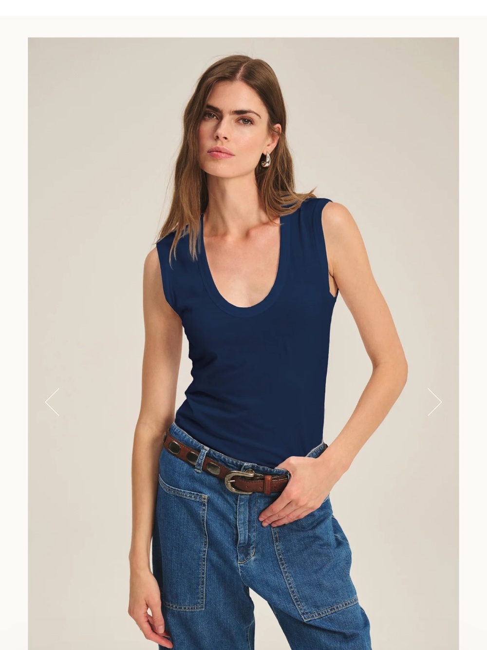 Velvet by Graham & Spencer Navy Scoop Neck Tank